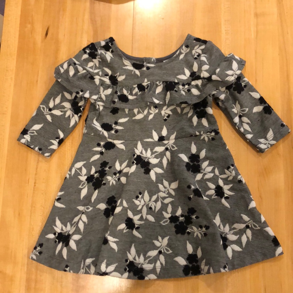 Janie & Jack floral dress and tights 12-18 months